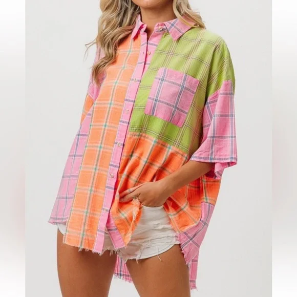 Bibi Washed Plaid Shirt - Picture 7 of 7